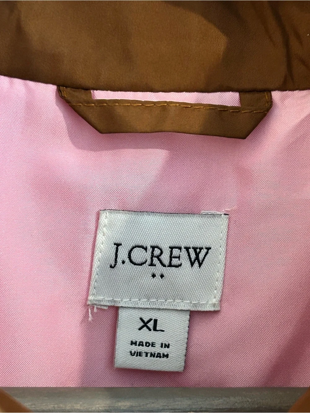 J Crew Quilted Vest Chestnut Brown with Gold Accents Size XL